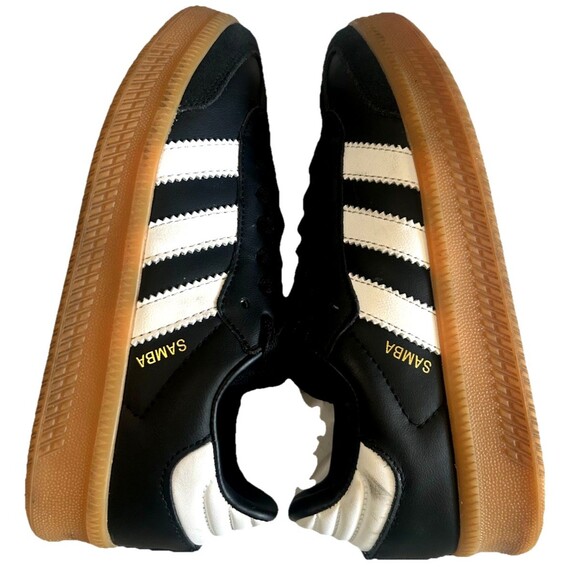 Adidas Samba XLG W 8 / M 7 Black White Stripes Leather Gum Unisex IE1379 - Picture 10 of 12